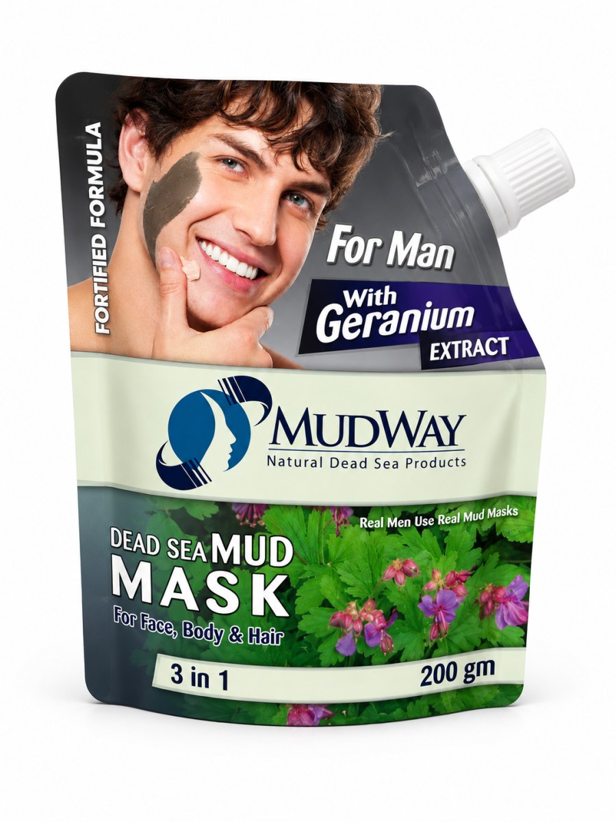Dead Sea Mud Mask for Men with Geranium Extract – 3 in 1