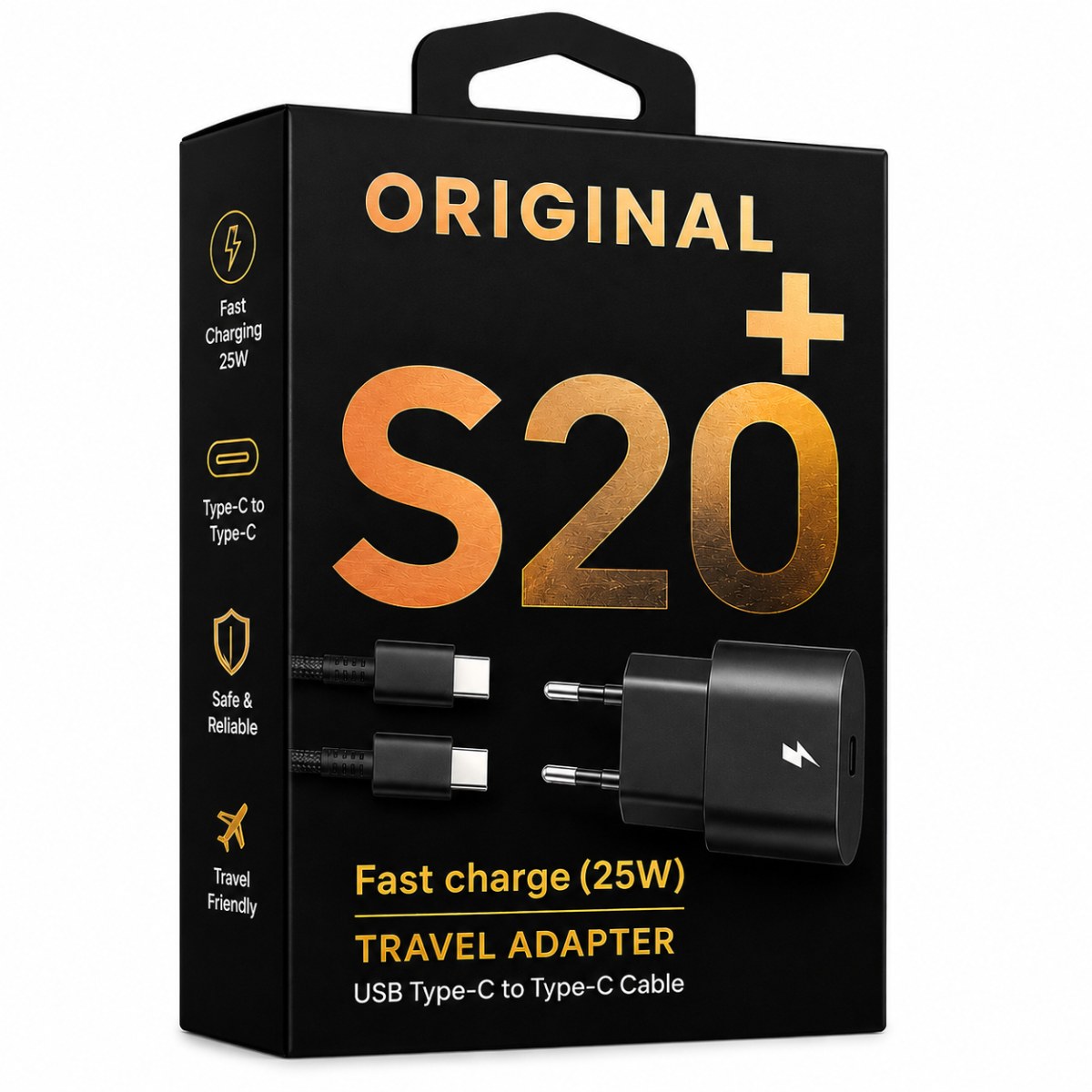S20+ 25W Fast Charger with Type-C to Type-C Cable